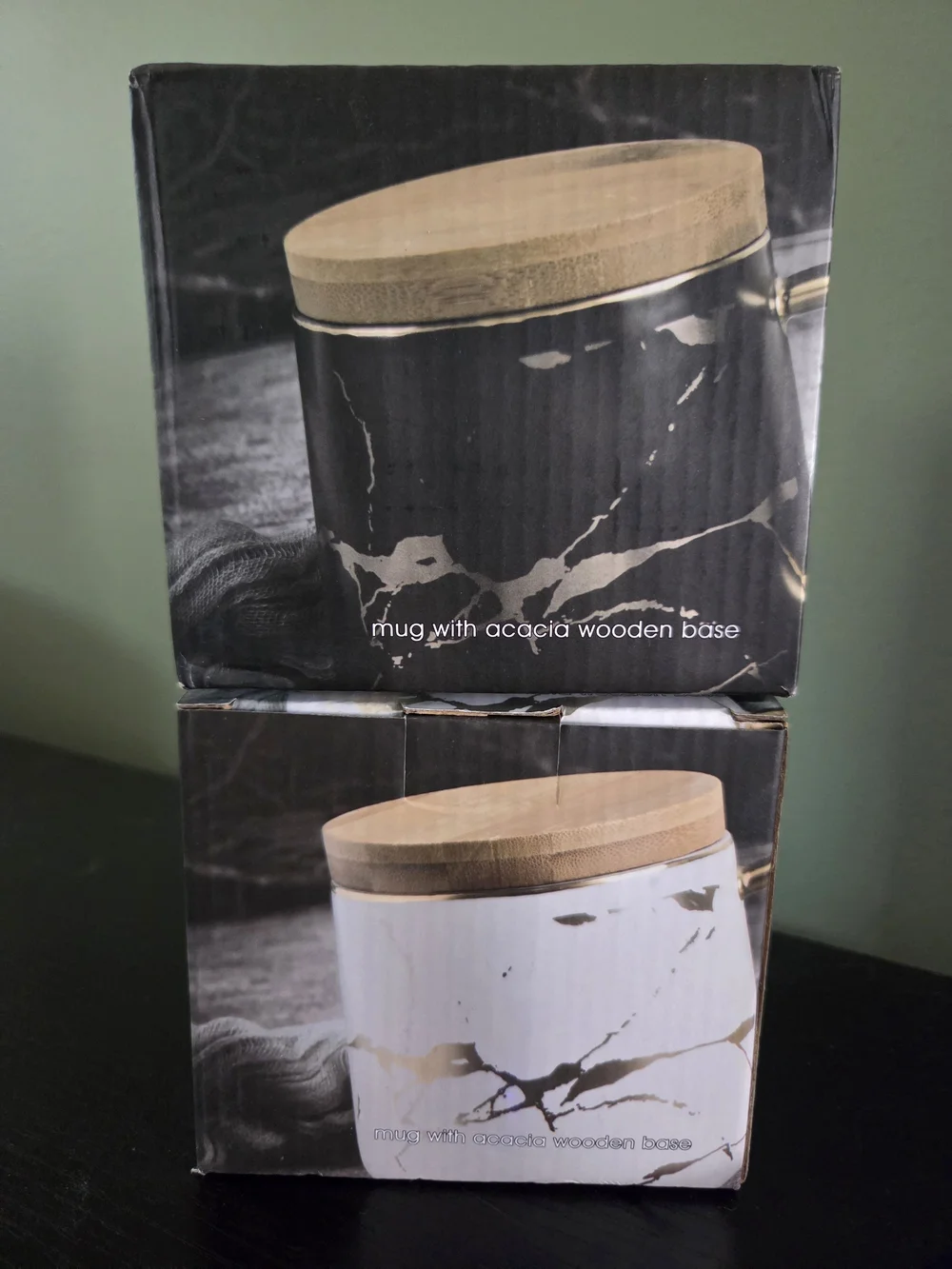 Elegant Ceramic Kintsugi-Style Mug Set with Gold Inlay — Black & White